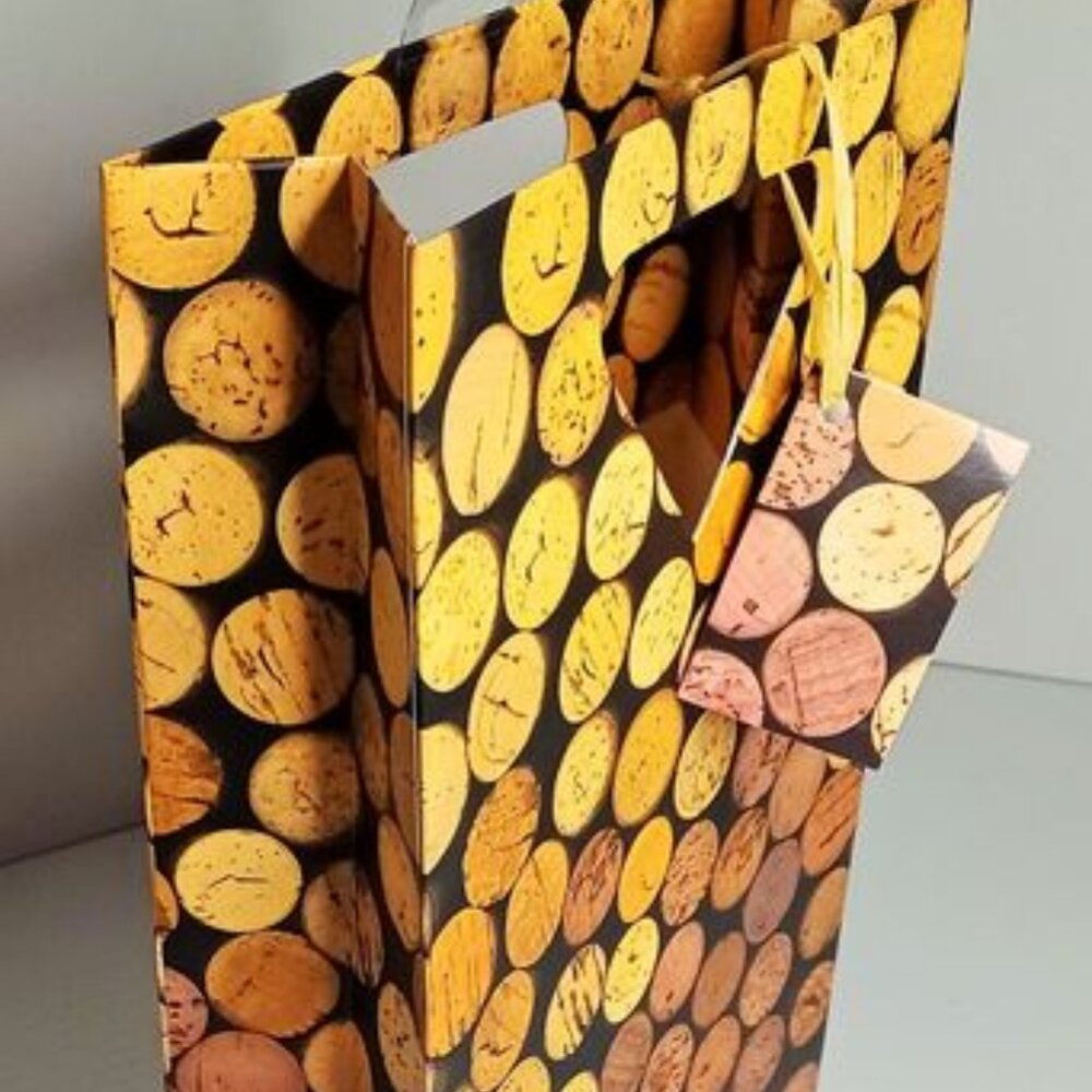 Lot of 10 NEW True Fabrications Wine Cork Gift Bag with cut out handle & Tag